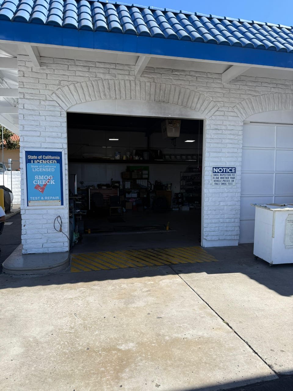 California Licensed STAR Smog Check test and repair service bay at Carlsbad Mobil station